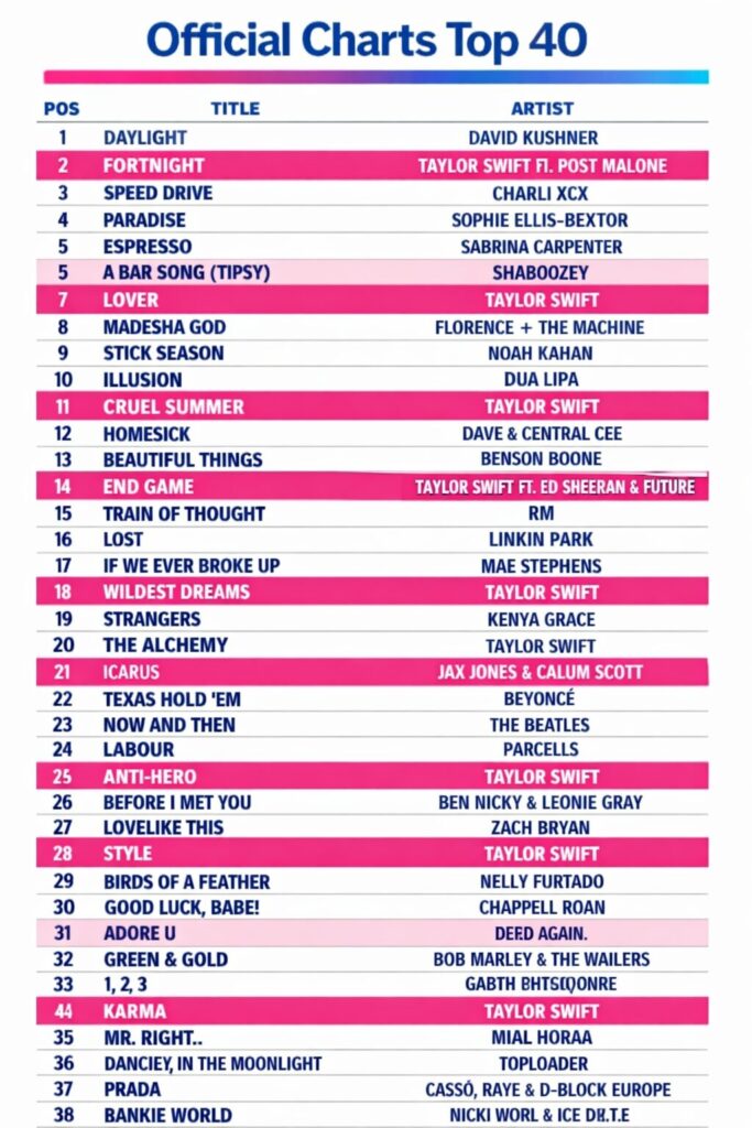 Official Charts Top 40 snapshot