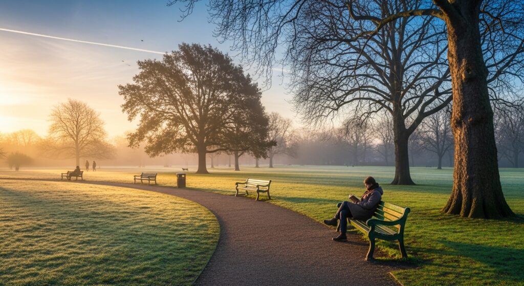 London park bench urban sanctuary for celebrities hiding in plain sight
