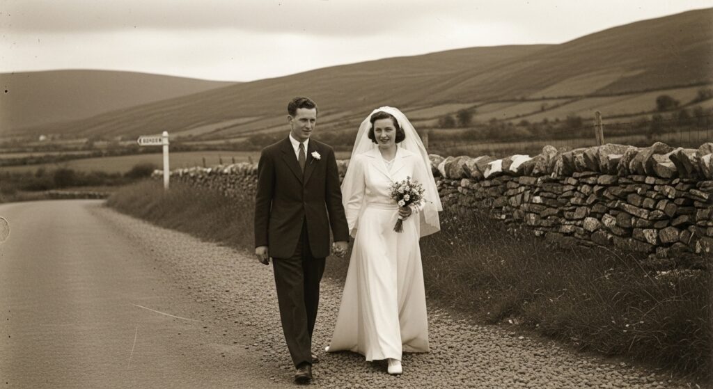 Vintage photo representing 1950s Irish romance similar to Nancy Mulligan story.