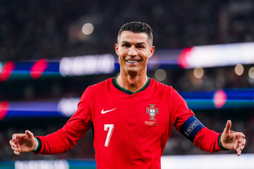 Cristiano Ronaldo celebrating Portugal goal - 136 international goals record