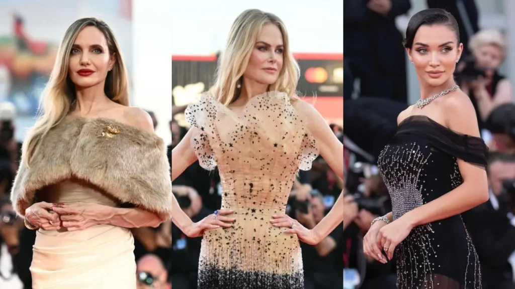 Angelina Jolie back tattoos visible at Venice Film Festival 2024