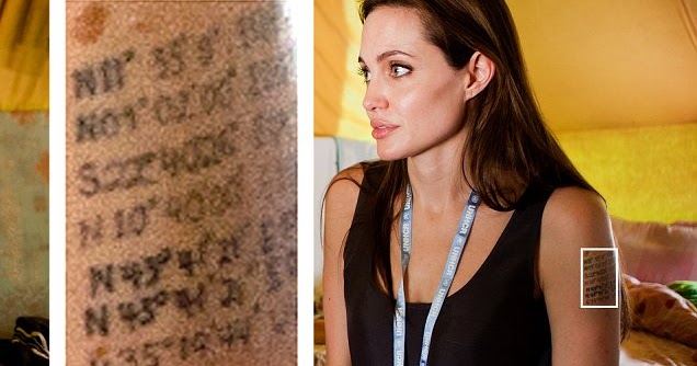 Angelina Jolie geographic coordinates tattoo representing children's birthplaces